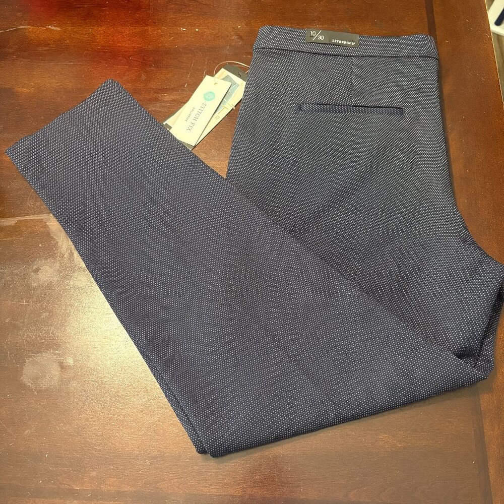 Liverpool Stitch Fix Exclusive Knit Trouser Navy Blue Polka Dot Ponte Size 10/30